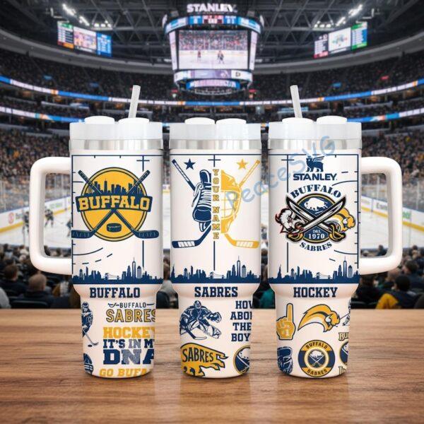 Alternative view of Custom Name Buffalo Hockey 40oz Tumbler With Handle, Boston Fan Gift