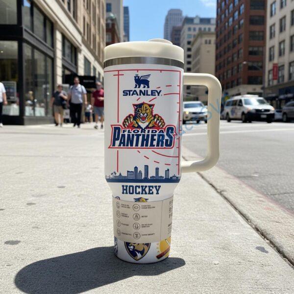 Alternative view of Custom Name Florida State Panthers 40oz Tumbler With Handle, Ice Hockey Fan Gift