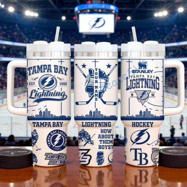 Personalized Tampa Bay Lightning 40oz Tumbler With Handle, Ice Hockey Fan Gift