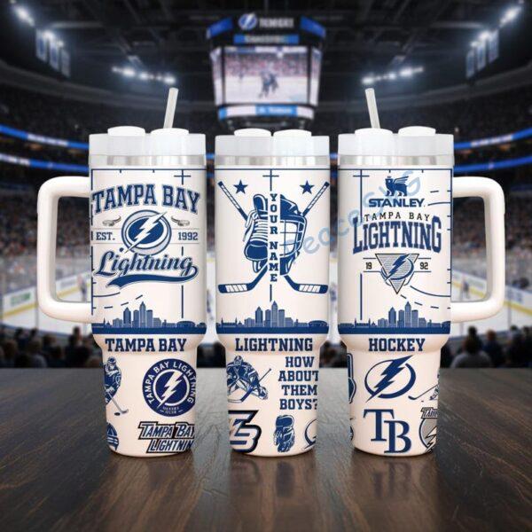 Alternative view of Personalized Tampa Bay Lightning 40oz Tumbler With Handle, Ice Hockey Fan Gift