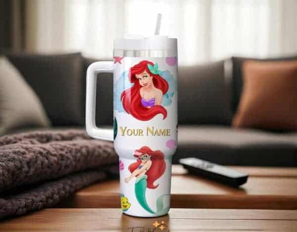 Personalized Princess Ariel 40oz Tumbler Sublimated Travel Mug