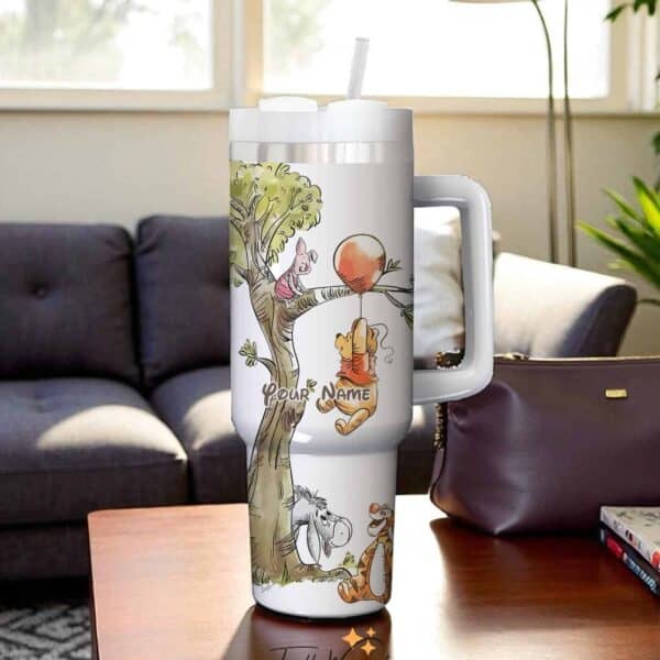 Alternative view of Personalized Winnie the Pooh 40oz Tumbler Stainless Steel Insulated Cup Custom Pooh Gift