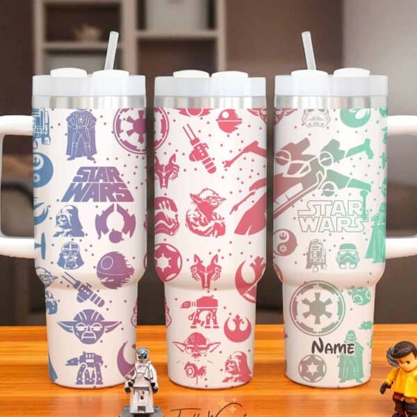 Alternative view of Custom Star Wars Engraved Tumbler 40oz Insulated Tumbler Disney Movie Tumbler Spaceship Coffee Tumbler