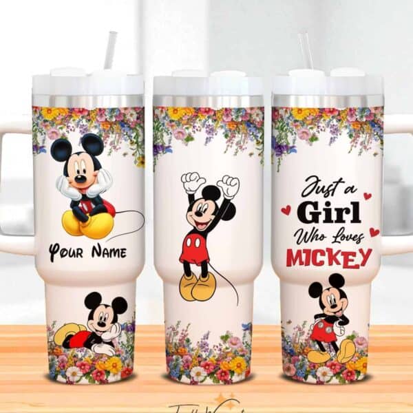 Alternative view of Custom Mickey Mouse 40oz Tumbler Just A Girl Who Loves Mickey Disney Cup Disney Gift