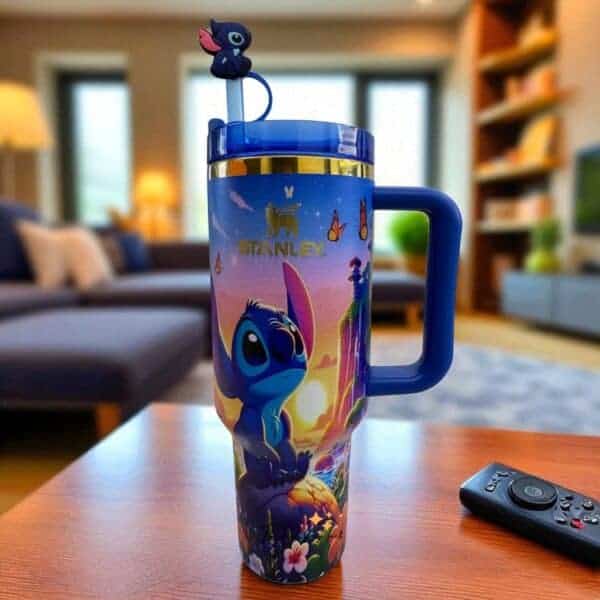Stitch 40oz Tumbler with Straw & Gift Box, Portable Car Mug, Travel Coffee Tumbler