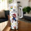 Cartoon Mario 40oz Tumbler With Lid and Straw Insulated Hot or Cold