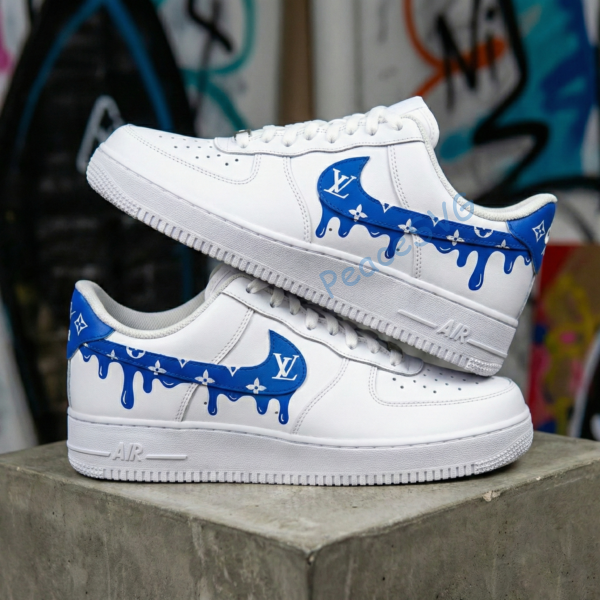 Alternative view of Custom LV Drip Air Force 1 Sneakers, Hand-Painted LV AF1 Shoes