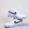 Hand-Painted Drips Air Force 1 Sneakers: Custom Purple AF1 Shoes