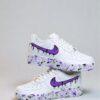 Hand-Painted Drips Air Force 1 Sneakers: Custom Purple AF1 Shoes - Image 4