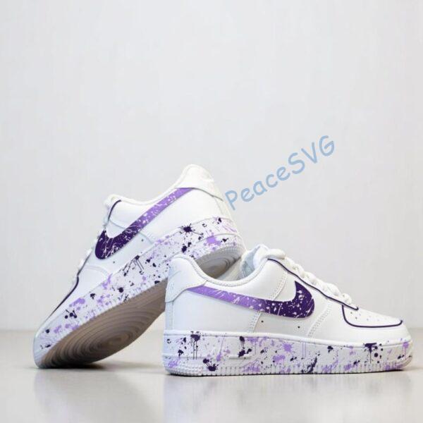 Custom Purple Splatter Air Force 1: Hand-Painted Sneakers