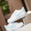 Custom Hand-Painted Light Blue Air Force 1 Sneakers: Personalized AF1 Shoes