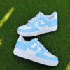 Custom Hand-Painted Air Force 1 Sneakers: Blue AF1 Shoes - Image 3