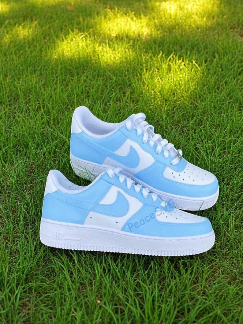 Custom Hand-Painted Air Force 1 Sneakers: Blue AF1 Shoes