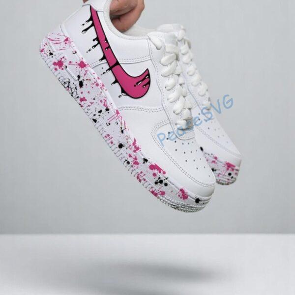 Alternative view of Custom Air Force 1 Sneakers: Hand Painted Pink Drip Shoes