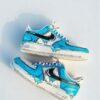 Custom Air Force 1: Hand-Painted Blue Cartoon Drip Sneakers - Image 5