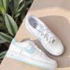 Custom Hand-Painted Light Blue Air Force 1 Sneakers: Personalized AF1 Shoes - Image 2