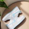 Custom Hand-Painted Light Blue Air Force 1 Sneakers: Personalized AF1 Shoes - Image 4