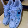 Custom Splatter Air Force 1 Sneakers: Hand-Painted Blue Navy AF1 Shoes