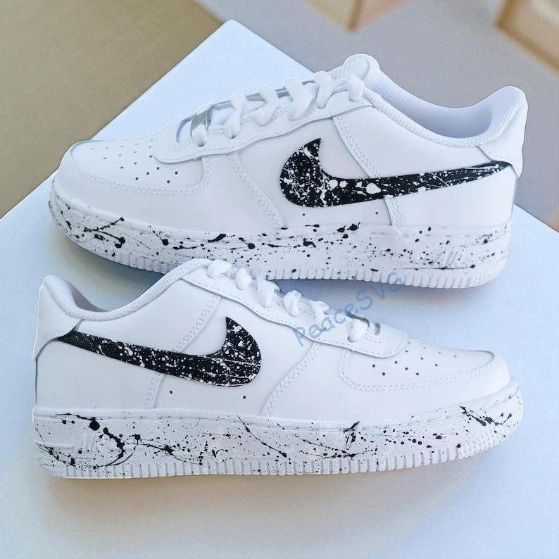Custom Hand-Painted Air Force 1 Sneakers: Double Paint Splatter AF1