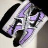 Hand-Painted Lilac Cartoon Air Force 1 Sneakers: Purple Drip AF1 Shoes - Image 3