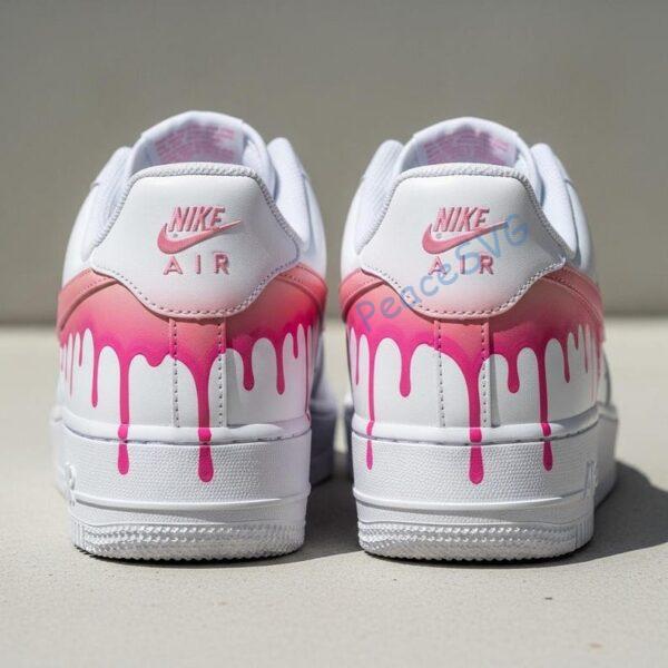 Alternative view of Hand-Painted Pink Drip Air Force 1 Sneakers: Custom AF1 Shoes