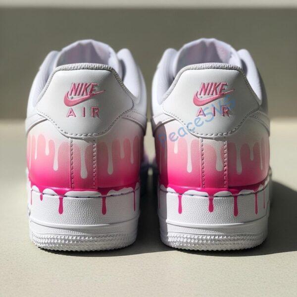 Alternative view of Hand-Painted Pink Drip Air Force 1 Sneakers: Custom AF1 Shoes