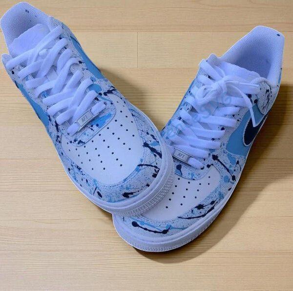 Alternative view of Custom Splatter Air Force 1 Sneakers: Hand-Painted Blue Navy AF1 Shoes