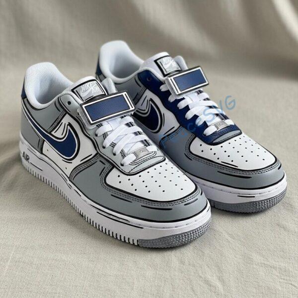 Alternative view of Hand-Painted Comic Style Air Force 1 Sneakers: Custom Pop Art Shoes