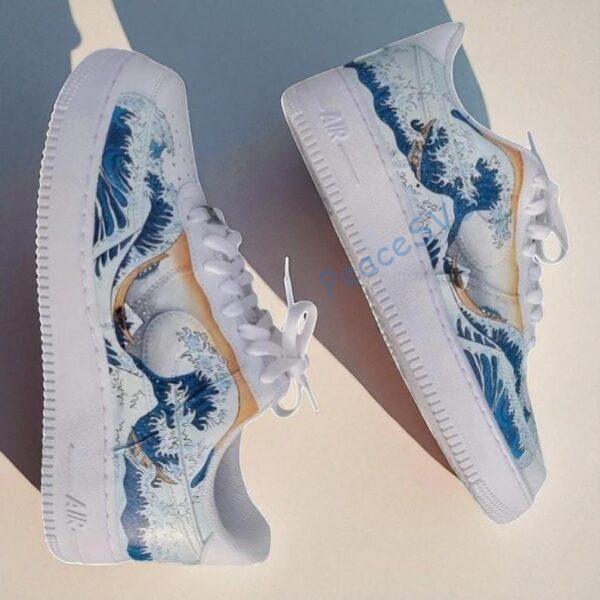 Alternative view of Custom Waves Air Force 1 Sneakers: Hand-Painted, Personalized AF1 Shoes
