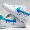 Blue Gradient Drip Air Force 1: Hand-Painted Custom AF1 Sneakers