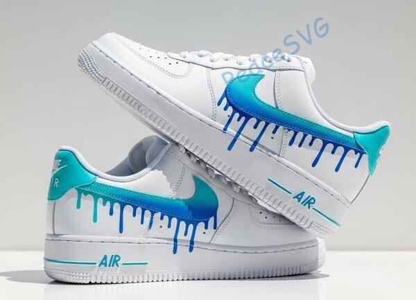 Blue Gradient Drip Air Force 1: Hand-Painted Custom AF1 Sneakers