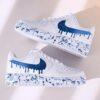 Hand-Painted Air Force 1 Sneakers: Blue Gradient Drip, Custom AF1 Shoes - Image 2