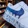 Hand-Painted Air Force 1 Sneakers: Blue Gradient Drip, Custom AF1 Shoes - Image 4