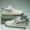 Hand-Painted Sage Green Drip Air Force 1: Custom Streetwear Sneakers