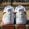 Custom Hand-Painted Drip Air Force 1 Sneakers: Black & Gold Splatter - Image 2