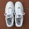 Custom Hand-Painted Drip Air Force 1 Sneakers: Black & Gold Splatter - Image 3