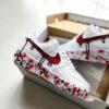 Hand-Painted Red Drip Air Force 1 Sneakers: Custom Streetwear - Image 3