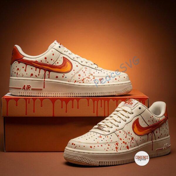 Hand-Painted Orange Drip AF1: Custom Air Force 1 Low Tops
