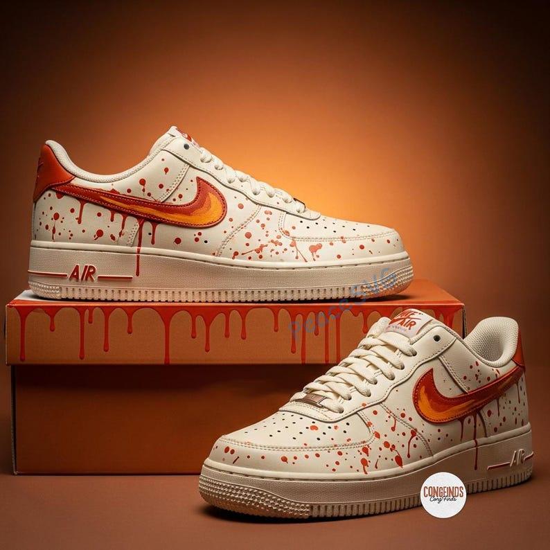 Hand-Painted Orange Drip AF1: Custom Air Force 1 Low Tops