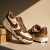Hand-Painted Mocha Drip Air Force 1: Custom Chocolate Splatter AF1