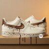 Hand-Painted Mocha Drip Air Force 1: Custom Chocolate Splatter AF1 - Image 5