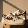 Hand-Painted Mocha Drip Air Force 1: Custom Chocolate Splatter AF1 - Image 6