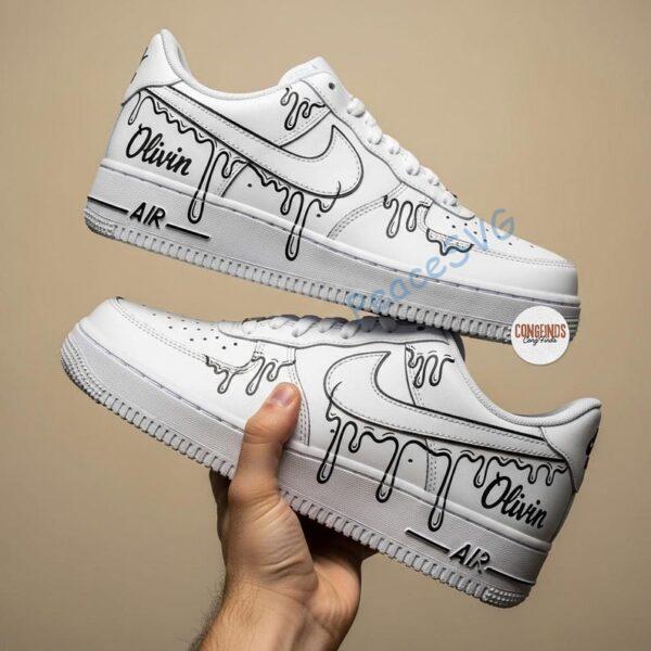 Hand-Painted Drip Air Force 1: Custom 2D Cartoon Shoes