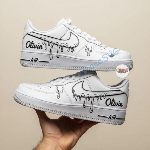Alternative view of Hand-Painted Drip Air Force 1: Custom 2D Cartoon Shoes