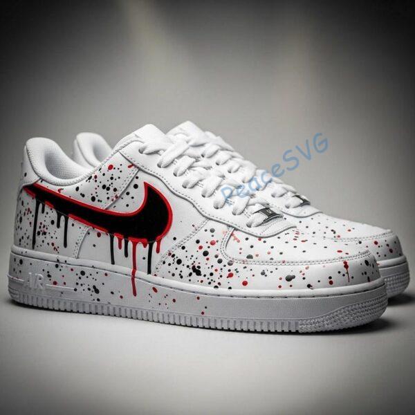 Custom Red Drip Air Force 1 Sneakers: Hand-Painted Horror Streetwear