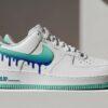 Hand-Painted Teal Blue Drip Air Force 1 Sneakers: Custom Gradient AF1 Shoes - Image 2