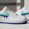 Hand-Painted Teal Blue Drip Air Force 1 Sneakers: Custom Gradient AF1 Shoes - Image 3