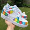 Custom Autism Awareness Puzzle Air Force 1: Hand-Painted Rainbow AF1 - Image 5