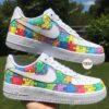 Hand-Painted Autism Awareness Air Force 1: Rainbow Puzzle Sneakers