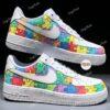 Hand-Painted Autism Awareness Air Force 1: Rainbow Puzzle Sneakers - Image 4